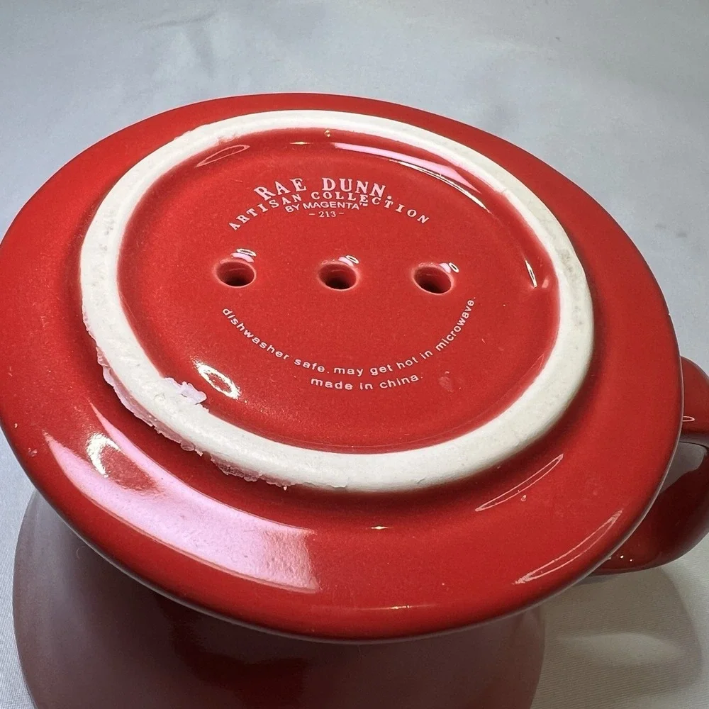 RAE DUNN COFFEE Ceramic Pour Over Drip Cone Coffee‎ Cream Red Artisian Kitchen